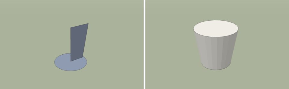 Follow Me: a profile standing at the centre of a circle (left) sweeps around it into a pot (right).