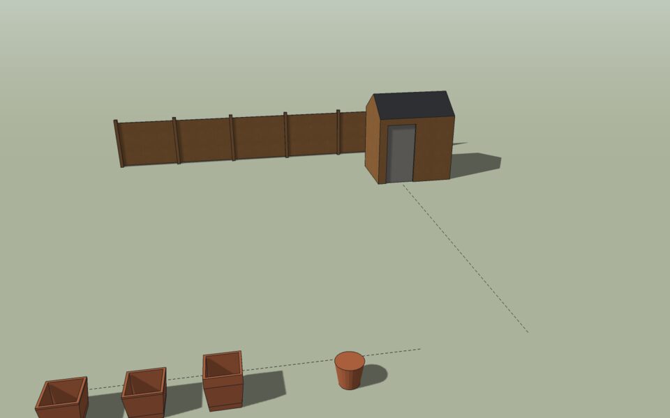 The project with materials and the sun of a June afternoon.