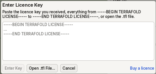 The Enter Licence Key dialog.