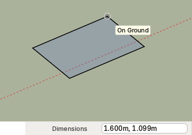 Drawing a rectangle: after the first click, the Measurements box shows the size; type 2.4m,1.8m and press Enter.